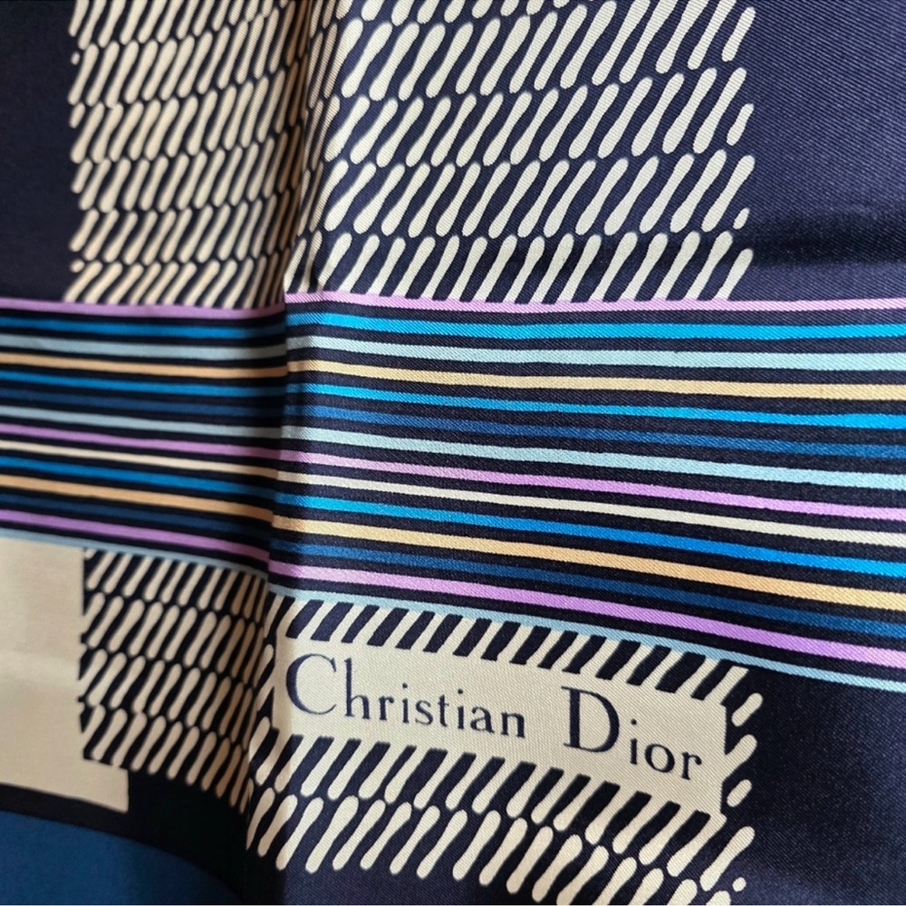 CHRISTIAN DIOR 100% Silk Scarf  31”x 31”
Hand rolled Edges Abstract Design - Picture 2 of 7